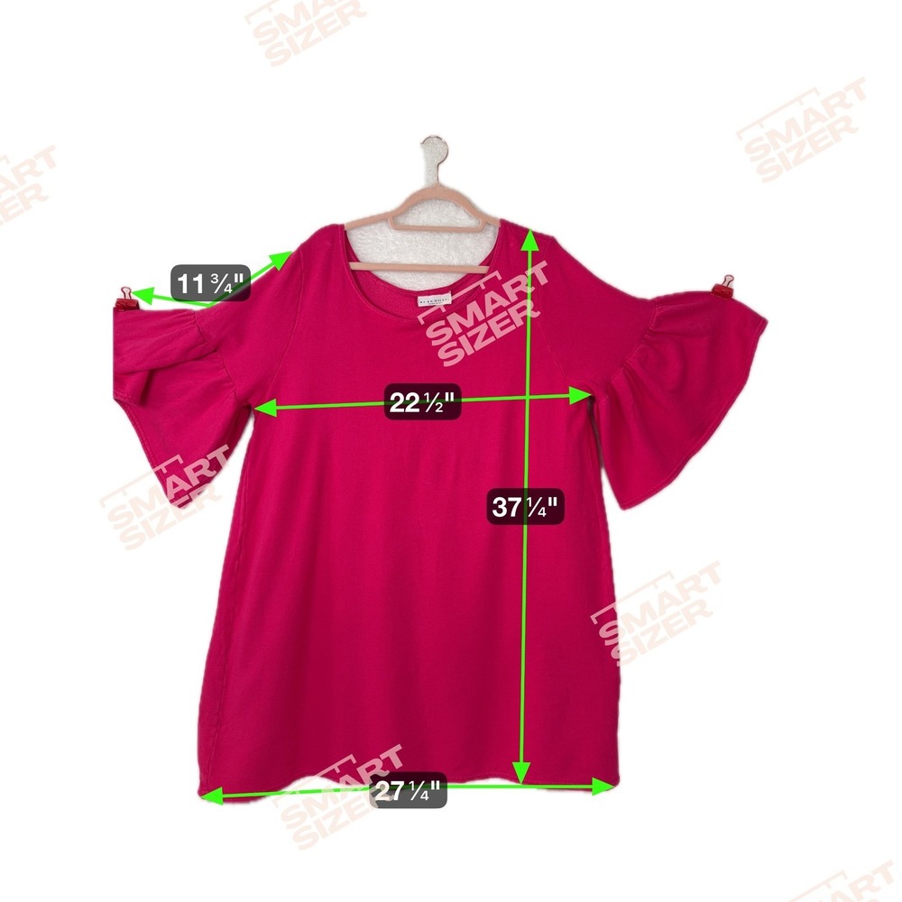 Bryn Walker Tunic Women OS Pink Bell Sleeve Bamboo Organic Cotton Ruffle Top - Picture 7 of 8